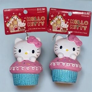 2 Kurt Adler Hello Kitty cupcake Christmas ornaments NWT